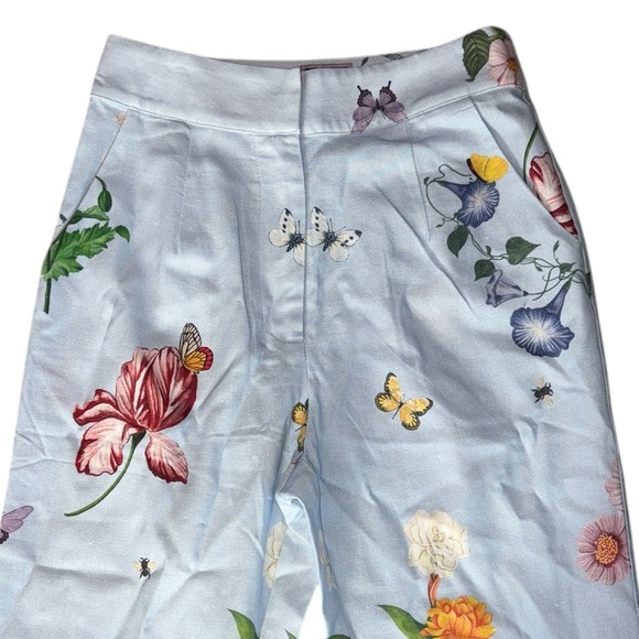 Robin Towle Cali Beth Light Blue Floral Butterfly Print Top & Flare Pants Set XS - Picture 6 of 16